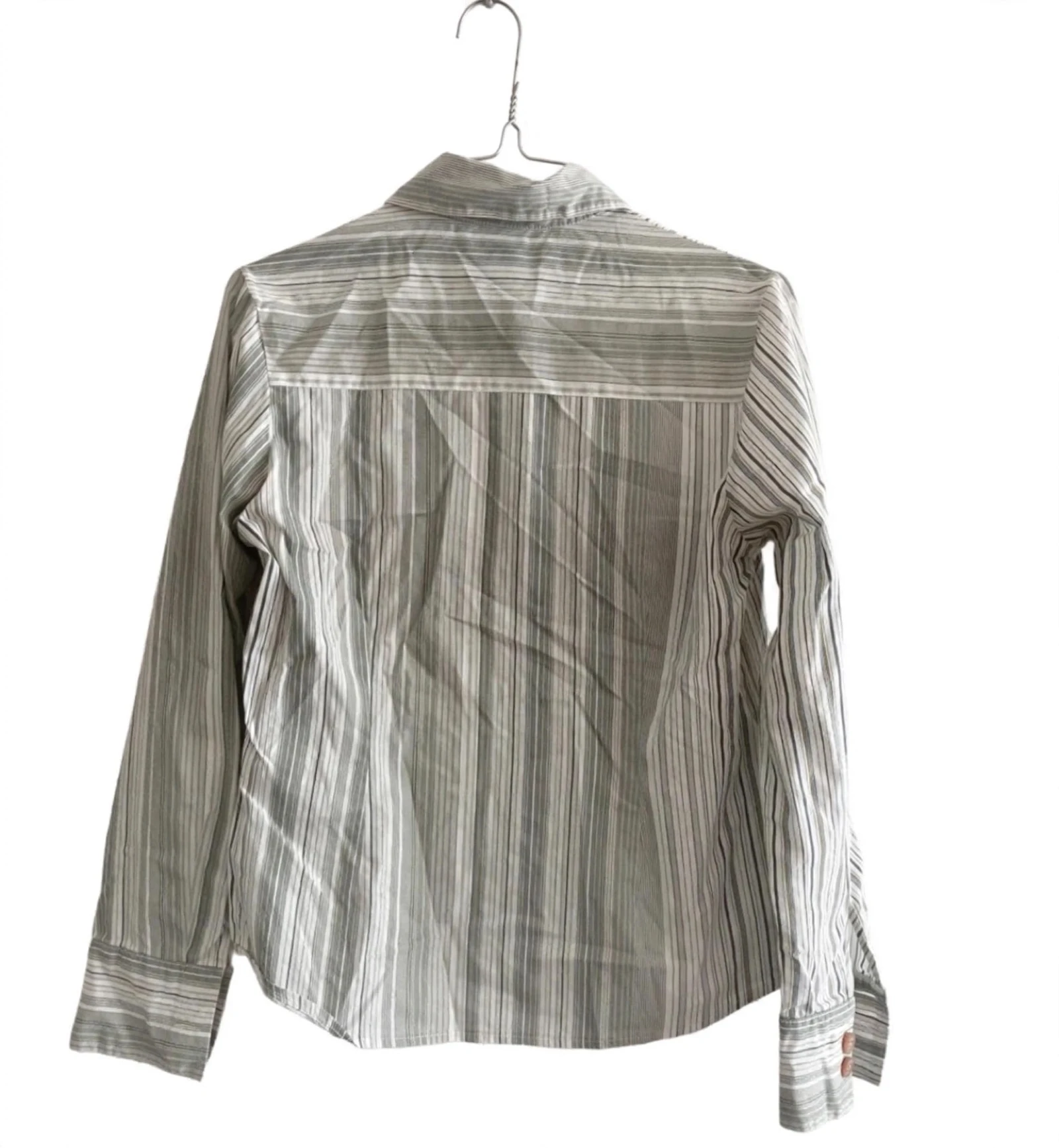 Camisa Feminina T38 Green Ice - Listras Cinzas - Blusa de Botão – photo 3